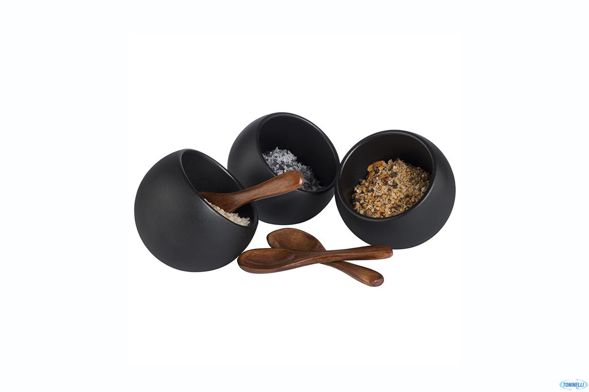 SET 3 COPPETTE CON 3 CUCCHIAI IN LEGNO
