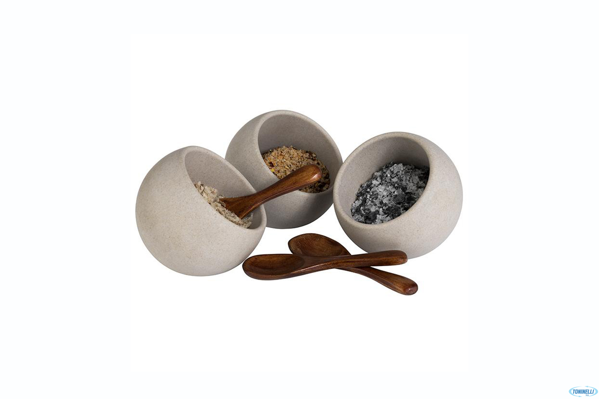 SET 3 COPPETTE CON 3 CUCCHIAI IN LEGNO